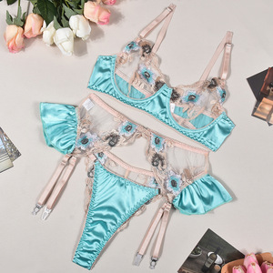 Ropa de Stripper de Lujo para Mujer de Alta Calidad, Lencería Transparente Exótica con Encaje, Lencería Sexy con Bordado de Flores - Product Image 6