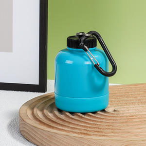 Tırmanma toka ile taşınabilir 200ml PVC <span class=keywords><strong>Protein</strong></span> konteyner anahtarlıklar özel Logo yapışkan etiket ek huni anahtarlık - Product Image 3