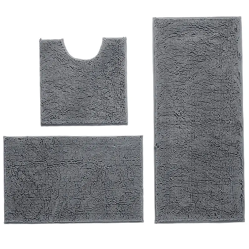 3 uds alfombra de baño absorbente de chenilla y alfombrilla de baño antideslizante alfombrilla de ducha suave alfombrilla de baño de chenilla alfombras de microfibra lavables