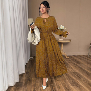 WestyStyle 2026 Abito da Festa Estivo Stile Europeo-Americano Taglie Forti per Donna, Lunghezza a Terra, Linea ad A, Floreale in Chiffon con <span class=keywords><strong>Maniche</strong></span> <span class=keywords><strong>Lunghe</strong></span> - Product Image 3