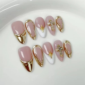 Ensemble d'accessoires de beauté faits à la main de 10 pièces en ABS souple de haute qualité, faux <span class=keywords><strong>ongles</strong></span> sculptés en amande modèle français, faux <span class=keywords><strong>ongles</strong></span> faits à la main - Product Image 2