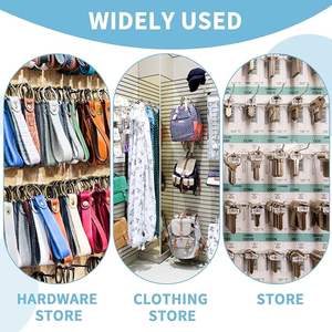 Ganchos Industriales Cromados para Paneles Ranurados, para Exhibición en Tiendas y Supermercados, con Caja de Instalación para Montaje en Pared - Product Image 3