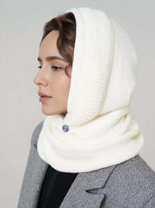 Wholesale 2026 Winter Knitted Scarf Hats for <strong>Women</strong> Neck Warmer <strong>Hoodie</strong> Bennie Scarf Hat <strong>Snood</strong> Cap - Product Image 2