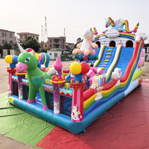 Parque de juegos inflable gigante para niños al aire libre con tobogán inflable de unicornios para niños pequeños - Product Image 1