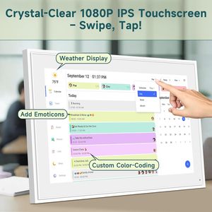 Lịch kỹ thuật số 16 inch, bảng kế hoạch treo tường thông minh, lịch điện tử WiFi & bảng ghi công việc, màn hình cảm ứng IPS, hiển thị HD dành cho lịch trình gia đình - Product Image 4