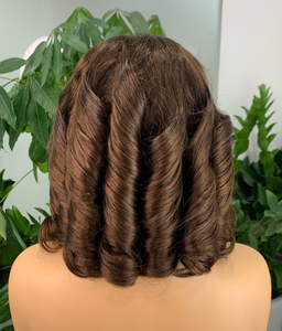Perruque en dentelle FH 5x5 Cheveux Humains Longueur Moyenne Bouclés à la Française Remy - Product Image 2