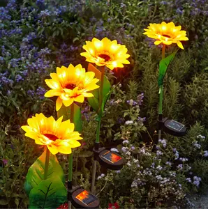 Led Flower Stand Light Outdoor Garden Yard Decoration Led Artificial solar powered Sunflower waterproof IP65