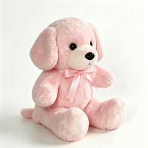 Peluche de perro rosa personalizado, peluche de cachorro, perro rosa sentado, peluche suave de cachorro rosa. - Product Image 2