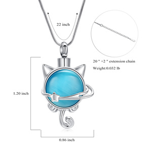Urn kalung untuk abu kristal kucing kremasi perhiasan untuk abu Pet Memorial liontin abu kenang-kenangan kalung untuk wanita pria - Product Image 2