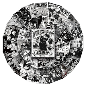 50pcs personnalisé personnalisé décoratif noir et blanc japonais <span class=keywords><strong>Manga</strong></span> affiche autocollants pour murs et consoles de jeu - Product Image 1
