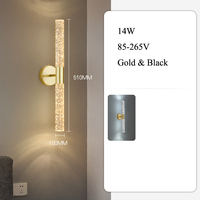 Applique murale LED double tête 14W moderne avec bulles de cristal, éclairage mural haut et bas pour chambre à coucher, salon, couloir, éclairage d'ambiance