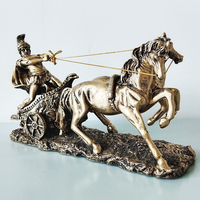 Figurine en polyrésine, guerrier en bronze, chevalier romain antique avec cheval, sculpture en cuivre personnalisée, décoration d'intérieur