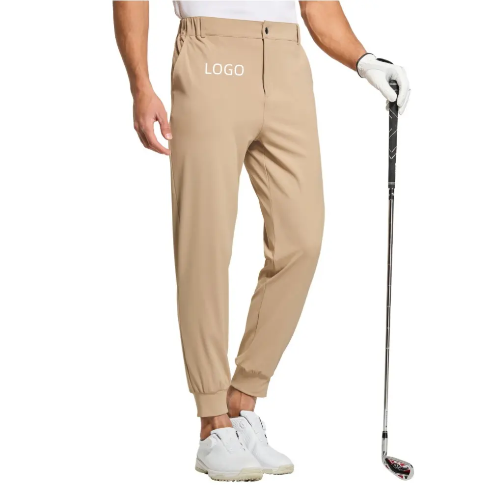Calças esportivas masculinas de qualidade de marca personalizadas, calças de golfe para corrida, calças slim fit masculinas casuais de tecido elástico