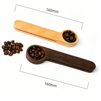 Cuillère à café 2-en-1 en bois massif avec pince pour sac, cuillère doseuse pour grains de café, thé, épices, qualité alimentaire, logo personnalisé disponible