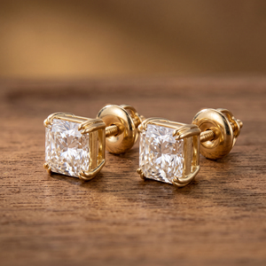 Pendientes de Diamante Cultivado en Laboratorio con Corte Esmeralda Avanzado, con Cierre de Rosca, Solitarios, Personalizados, en Oro Blanco de 18K, para Boda - Product Image 1