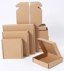 Grosir kotak surat pengiriman bergelombang cetak Uv kotak lipat bergelombang persegi coklat dapat didaur ulang kustom