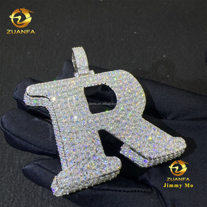 Pendentif Lettre R Initiale Personnalisé en Argent S925 Moissanite avec Certificat GRA, Style Hip Hop Iced Out, <span class=keywords><strong>et</strong></span> Ensemble Chaîne Infini pour Bijoux de Rappeur 3D - Product Image 6
