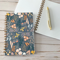 Cahier à spirale ligné Journal A5 College Ruled 100 Pages Reliure à double fil, motif floral pour notes de bureau scolaire