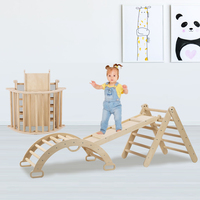 Ensemble de structure d'escalade géométrique Montessori en bois 3-en-1 pour enfants - Kit complet de jouets d'escalade