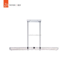 Lampe suspendue en verre artisanal linéaire contemporaine pour salle à manger de villa et salon d'hôtel - Product Image 1