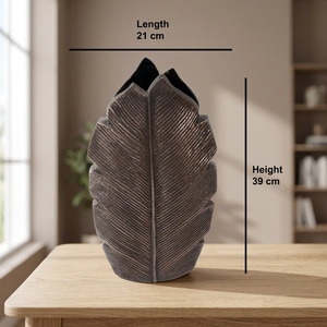 Vase à plumes en métal moderne très prisé, fait main, décoration de table, hauteur 39 cm, finition argentée - Product Image 5