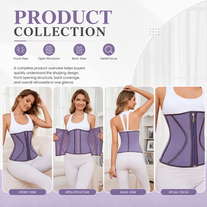 Corset amincissant en latex pour femme avec fermeture éclair, haute compression et contrôle du ventre, pour usage quotidien - Écologique - Product Image 3