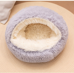 Tempat Tidur Kucing Mewah Anti-Kecemasan Berkerudung, Tempat Tidur Hewan Peliharaan Berbulu Tebal Tertutup untuk Tidur Nyenyak - Product Image 5