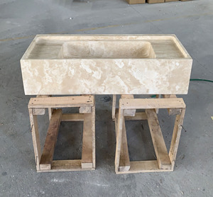<span class=keywords><strong>Lavabo</strong></span> de salle de bain en travertin beige de Turquie de qualité supérieure, finition polie, à suspendre au mur, en marbre massif, pour meuble sous vasque - Product Image 4