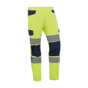 Pantaloni da Lavoro - HV745 XS Makati - Colore: Giallo Fluorescente/Blu - Pantaloni Multitasche Bicolore ad Alta Visibilità - Product Image 1