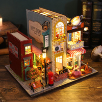 Kit de maison miniature DIY en gros, kit de coin lecture, maison de poupée miniature, boutique de rue vintage, kit d'artisanat à assembler