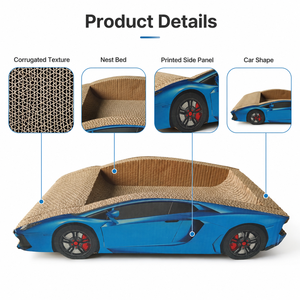 Griffoir pour chat créatif 2026 en forme de voiture de sport <span class=keywords><strong>Lamborghini</strong></span>, lit et maison de luxe pour chat en carton ondulé - Product Image 4