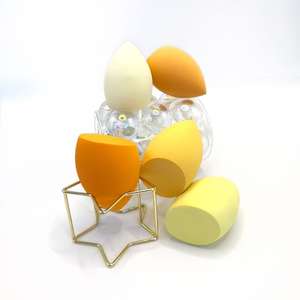 Esponja de belleza sin látex con logotipo personalizado al por mayor de fábrica, licuadora, esponja de maquillaje, base colorida, doble uso húmedo y seco - Product Image 4