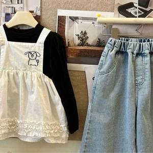 Girls Jeans Harem Pants Solid Color Cotton Kids Spring Autumn Wear Blue Jean Style Childrens Pants - Product Image 1