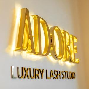 <span class=keywords><strong>Letras</strong></span> LED de metal personalizadas, letreros iluminados de <span class=keywords><strong>acero</strong></span> inoxidable, logotipo 3D para pared de recepción de negocios - Product Image 3