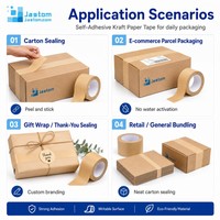 Cinta de Papel Kraft Escribible Jastom con Adhesivo a Base de Goma para Marcar Cajas, Etiquetar y Empacar