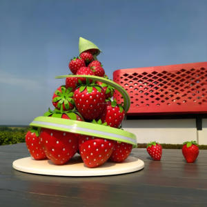 ประติมากรรมสตรอว์เบอร์รีไฟเบอร์กลาส รูปปั้นผลไม้ตกแต่งแบบศิลปะ สำหรับตกแต่งสวนกลางแจ้งขนาดใหญ่พิเศษ ของตกแต่งพื้นขนาดใหญ่ - Product Image 2