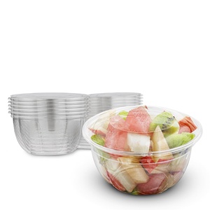 Caja de Plástico PET para Envasado de Frutas, Contenedor Transparente de Grado Alimenticio, Caja Redonda para Envasado de Ensaladas con Tapa Abatible - Product Image 1
