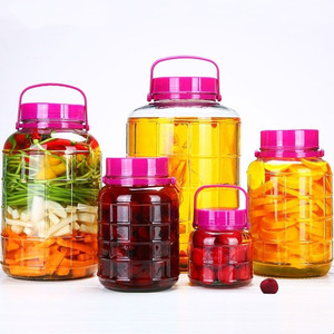 Conteneur en verre à large ouverture de 5 gallons pour cornichons, grand carboy en verre, fermenteur pour brassage maison, vin rouge, vin de prune avec couvercle à poignée - Product Image 5