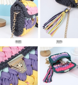 Sac à bandoulière en <span class=keywords><strong>crochet</strong></span> <span class=keywords><strong>pour</strong></span> filles, sac à main tissé à la main <span class=keywords><strong>pour</strong></span> femme, sac messager avec chaîne métallique et pompon, collection 2026 - Product Image 3