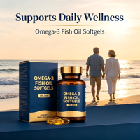 Capsules d'huile de poisson oméga-3 sans odeur, sans sucre, sans conservateurs, favorisant le bien-être quotidien, complément nutritionnel pour adultes