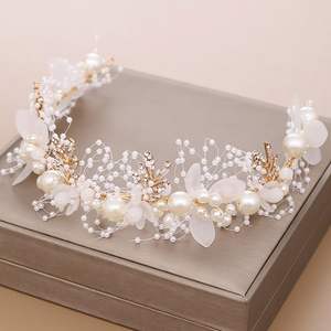 เครื่องประดับผมเจ้าสาวดอกไม้มุกหรูหราสวยงาม ดีไซน์ใหม่ ที่คาดผม-ขายส่ง - Product Image 5