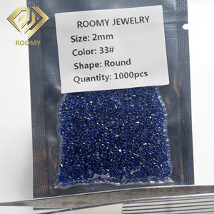 Хит продаж, Синий Круглый лабораторный сапфировый синтетический корундовый драгоценный камень 33 #34 # синий сапфир - Product Image 3