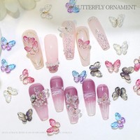 100 unids/bolsa mixta mariposa Nail Art Charms Sparkle mariposa resina diseños manicura joyería Aurora elfo mariposa uñas suministros