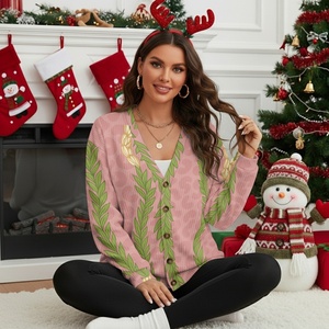 Nuova Giacca Leggera da <span class=keywords><strong>Donna</strong></span> in Maglia Trapuntata Autunnale, Cardigan Personalizzato Maile Pikake con Stampa Leopardata e Bottoni - Product Image 4