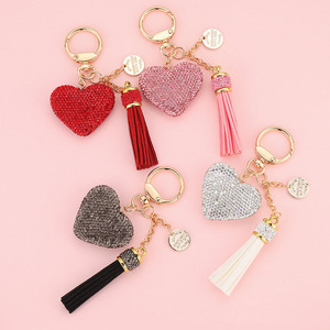 Rhinestone Heart Tassel Keychain Glitter Crystal Leather Bag Charm Sparkle <b>Key</b> <b>Ring</b> Gift <b>for</b> <b>Women</b> Girls - Product Image 1