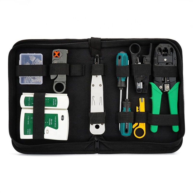 Network Cable Repair Maintenance Tool Kit 11 in 1 Portable Ethernet Cable Crimper Kit with a Ethernet Crimping Tool