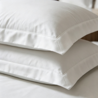 Parure de lit de luxe pour hôtel en coton égyptien 100% tissé - Drap plat, housse de couette, taie d'oreiller - Draps blancs écologiques 300TC