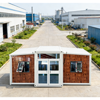 Maison conteneur pliable à double aile, design ferme respirant, pour hébergement d'urgence, bureau, atelier, post-catastrophe