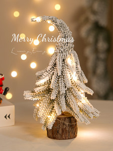 Mini décorations de Noël en cèdre floqué PE pour bureau, ambiance hivernale - Product Image 1