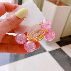 La version coréenne pour enfants a éclaté boule ronde double tête pour installer cercle de cheveux petit ins frais couleur bonbon simple cravate corde à cheveux - Product Image 5